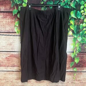 Eileen Fisher Woman Chocolate Brown Midi Skirt Plus Size 3X Viscose Blnd Stretch